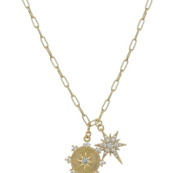 Gold Sun Starburst Necklace: Dainty CZ Charm - Etsy CZ Sun and Starburst Gold Charm Pendant Necklace
